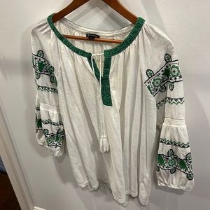 New direction embroidered 3/4 sleeve top